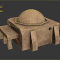 Ancient Stone Architectural Structure With Dome Top And Rectangular Base And Attached Bench Platform 3d model