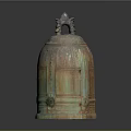 Ancient Bronze Bell Musical Instrument With Rusted Patina And Intricate Carved Designs