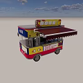 Colorful Mobile Commercial Food Cart With Burger Sign And Red Awning