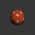 Red Helmet With White Stars Green Stripe And Leather Lining Black Border