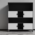 Modern Black And White Bookcase With Open Shelves And Storage Drawers