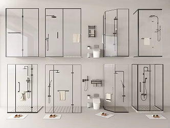 Shower shower partition shower towel rack 3d model