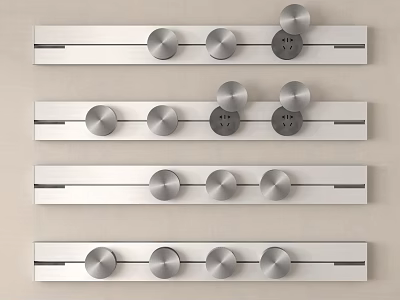 Silver Decorative Metal Strips with Neatly Aligned Circular Knobs for Wall Decoration 3d model