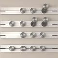 Silver Decorative Metal Strips with Neatly Aligned Circular Knobs for Wall Decoration 3d model