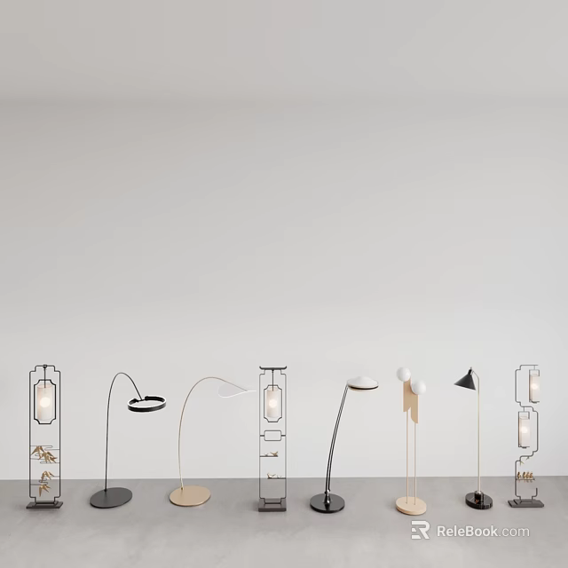 Sleek Modern Floor Lamps With Various Contemporary Designs For Home Living Spaces 3d model 