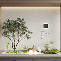 Zen Interior Landscape Design With Slender Tree Decorative Stones Small Plants And Soft Lights
