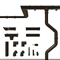 Brown Hardware Tools Including Various Pipe Fittings Drainage Elbows Gutter And Straight Components 3d model