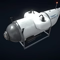 White And Silver Submersible With Metal Frame And Red Top Light
