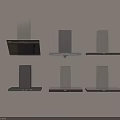 Modern Kitchen Appliances Showcasing Range Hoods In Multiple Designs And Styles 3d model