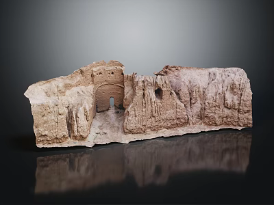 Ancient Rock Structure Model With Rough Surface And Natural Cave Features 3d model
