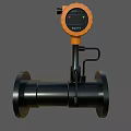 Industrial Flow Meter With Black Pipeline And Orange Digital Display Unit 3d model