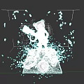 Game Movie Character Animal with Goggles Holding Weapon in Splashing Effects Scene