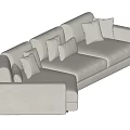 Light Gray Modern Sectional Sofa With Comfortable Cushions For Living Room 3d model