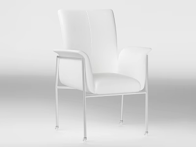 Modern White Armchair With Sleek Metal Frame And Comfortable Contemporary Design 3d model
