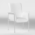 Modern White Armchair With Sleek Metal Frame And Comfortable Contemporary Design