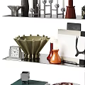 Modern Decorative Ornament Set For Shelf Display With Vases Sculptures And Candle Holders
