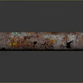 Rusted Metal Pipe With Colorful Splatter Marks On Gray Surface And Reflection 3d model