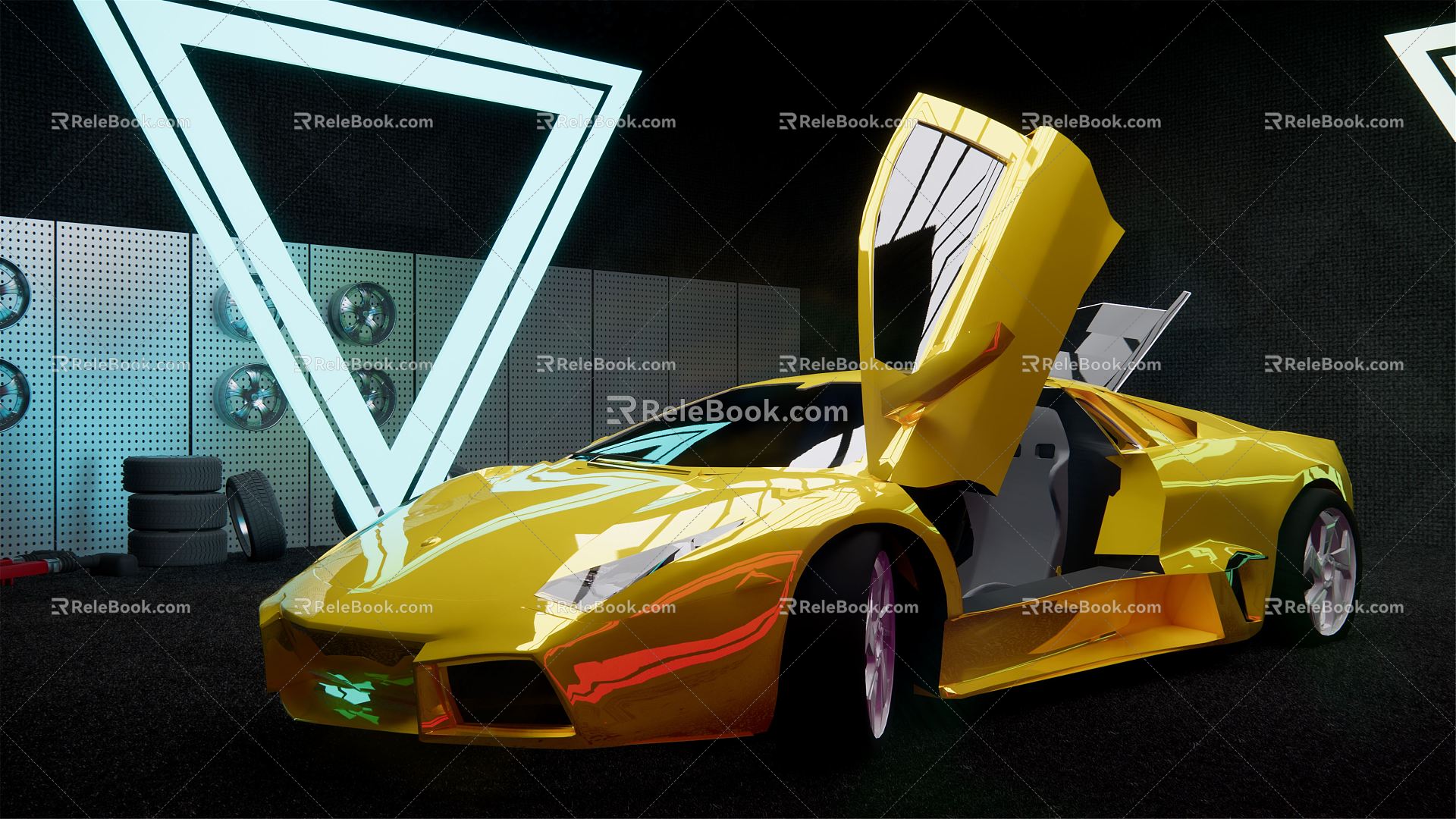 Modern sports car Yellow Lamborghini 3d model