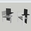 Modern Black And White Leisure Chairs With Minimalist Design And Armrests