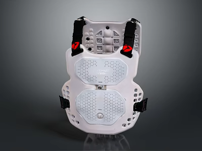 White Protective Vest With Adjustable Black Straps And Breathable Mesh Design 3d model