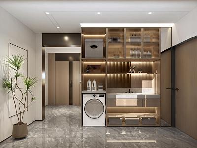 Modern Simple Laundry Room Housekeeping Storage Room model