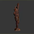 Artistic Wooden Sculpture Carving With Curved Lines Abstract Form And Stable Base