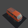 Vintage Orange Van Design With Roof Rack And Retro Window Decals