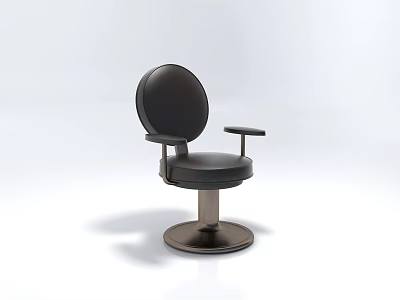 Modern Black Leather Bar Stool Featuring Round Seat Curved Backrest Metal Armrests And Swivel Base 3d model