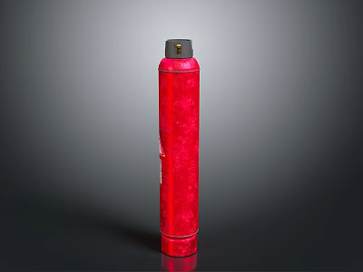 Red Gas Cylinder With Black Cap And Surface Label On Gray Background 3d model