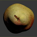 Red And Yellow Pear With Smooth Skin On Gray Reflective Background 3d model
