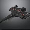 Aerospace 3D Model of Gray Spaceship With Red Details and Multi Wing Design