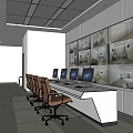 Modern monitoring room with rest security monitoring room 3d model