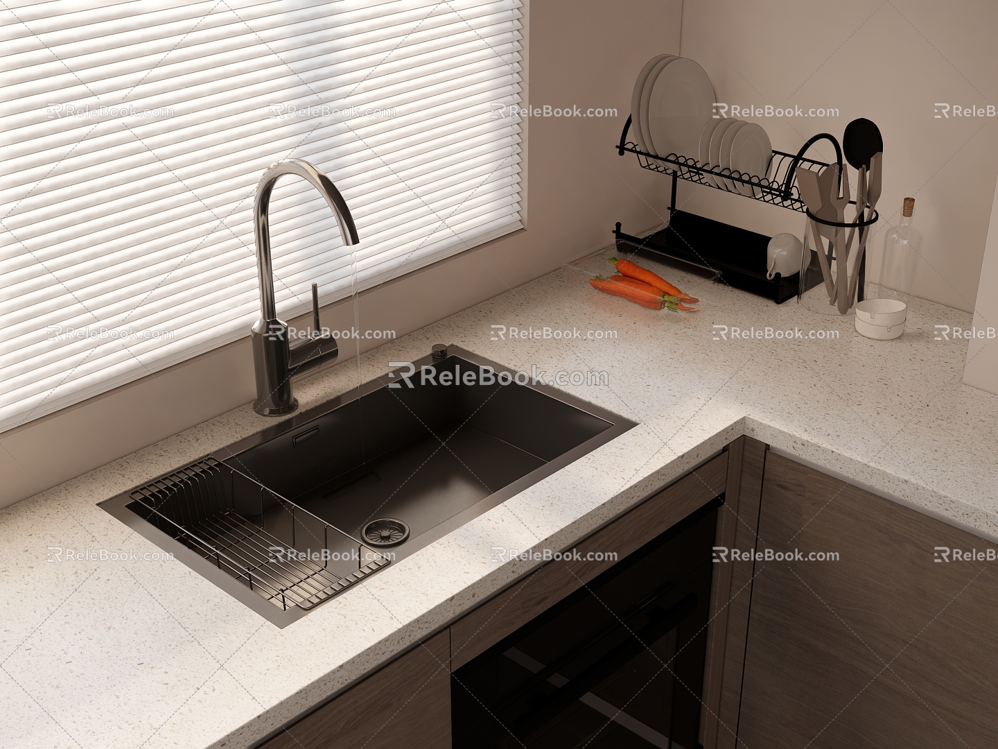 Sink sink bowl rack faucet 3d model