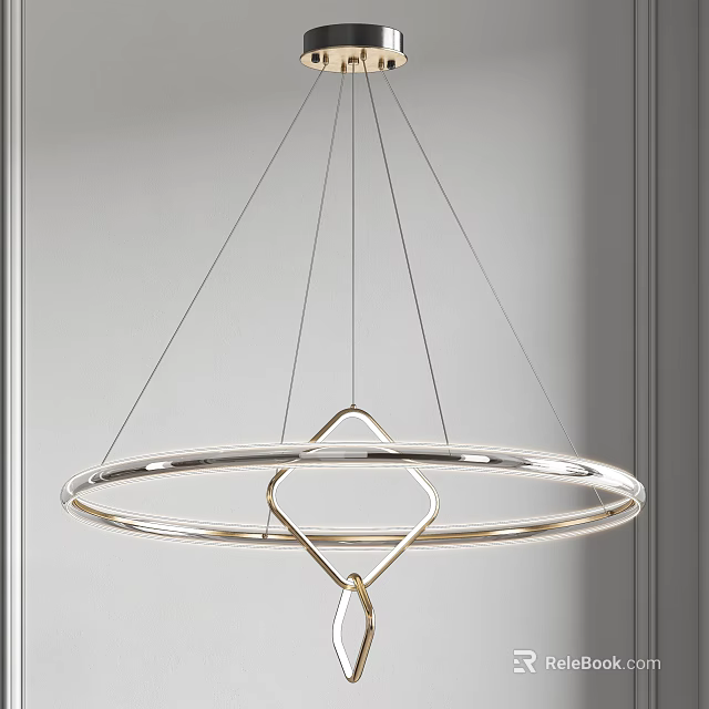 Sleek Modern Minimalist Chandelier With Circular Metal Ring And Geometric Design 3d model 