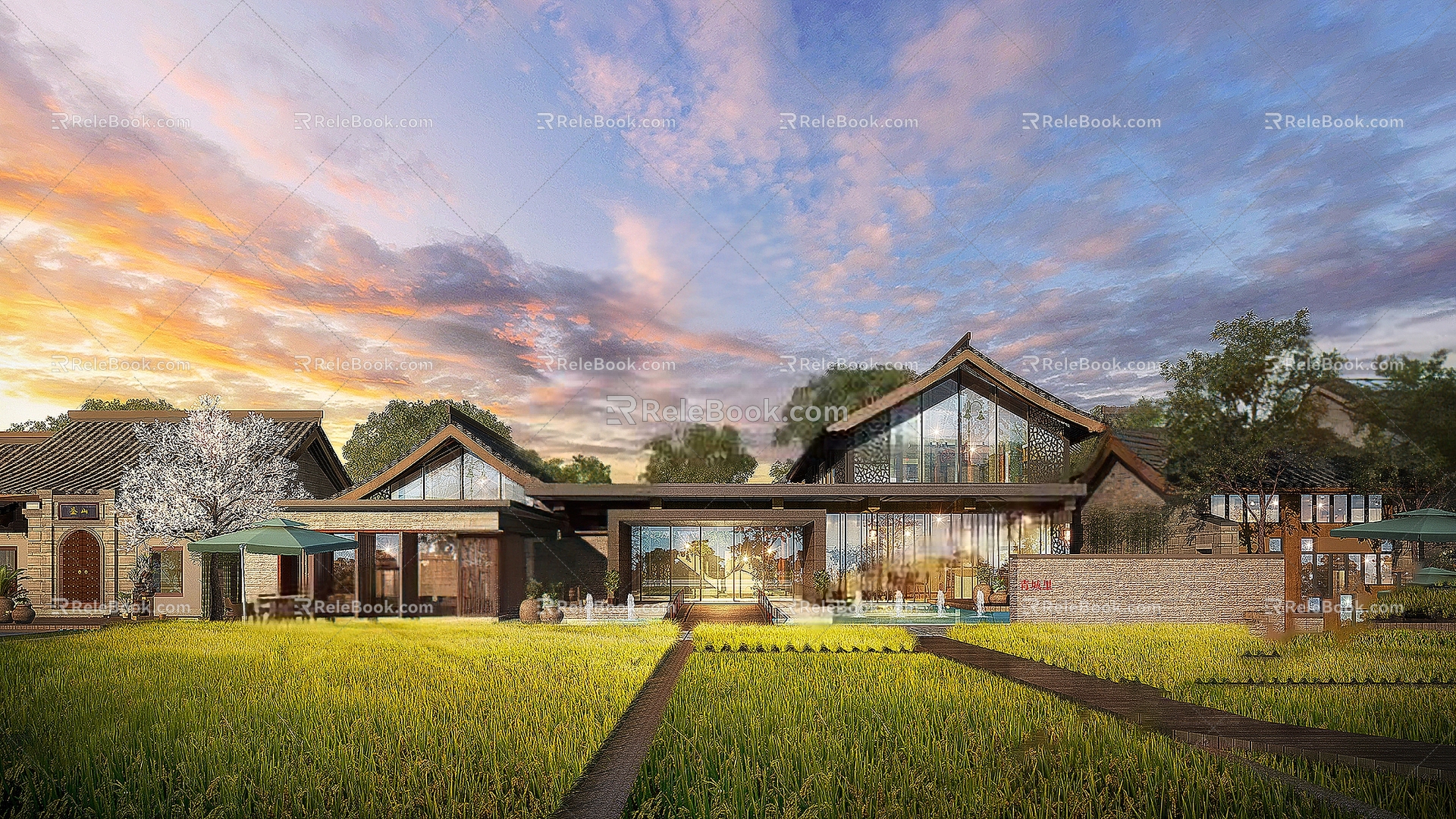 New Chinese Country Resort Town Country Residence Beautiful Countryside 3d model