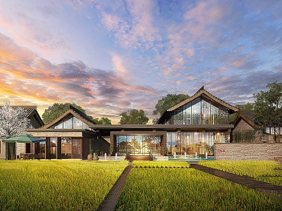 New Chinese Country Resort Town Country Residence Beautiful Countryside 3d model