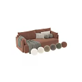 Cream Plush Two Seater Sofa With Decorative Pillows And Cozy Blanket