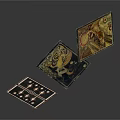Ornate Decorative Cards With Intricate Gold Patterns And Black Backgrounds