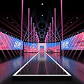 Futuristic Fashion Show Stage With Neon Lights And Screens