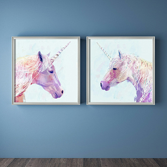 Nordic Animal Painting Red Children's Room Animal Horse Decorative Painting 3d model