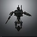 Blue And Brown Mechanical Robot Creature With Antenna Arms And Wheel Base