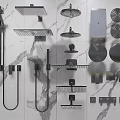 Modern shower hardware switch combination 3d model