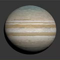 Jupiter Cosmic Landscape With Blue And Beige Striped Cloud Bands And Dark Surface Reflection 3d model