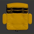 Yellow Leather Office Chair With Armrests And Metal Base On Wheels