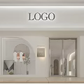 Modern Clothing Store Interior With Arched Doors Marble Floor And Hanging Clothes