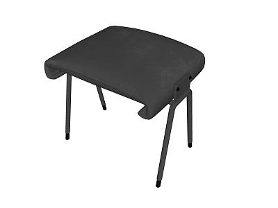 Black Padded Stool With Metal Legs And Simple Modern Design 3d model