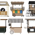 Mobile Food Carts Various Designs Portable Stalls With Wheels And Wooden Structures