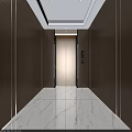 Modern Elevator Lobby Interior With Wooden Panel Walls White Marble Floor And Ceiling Lighting 3d model