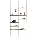 Modern Floating Wall Shelf with Multiple Layers Displaying Vase Books and Decorative Items