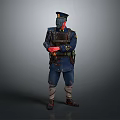 Tactical Uniformed Character Standing With Crossed Arms Helmet Mask And Blue Gear